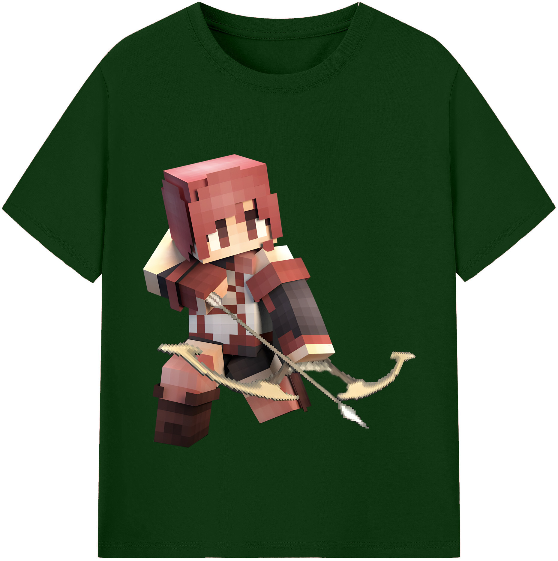 （画像用） マインクラフト ブロックの世界 Minecraft MC Block world 綿100％半袖Tシャツ（フロントプリント）